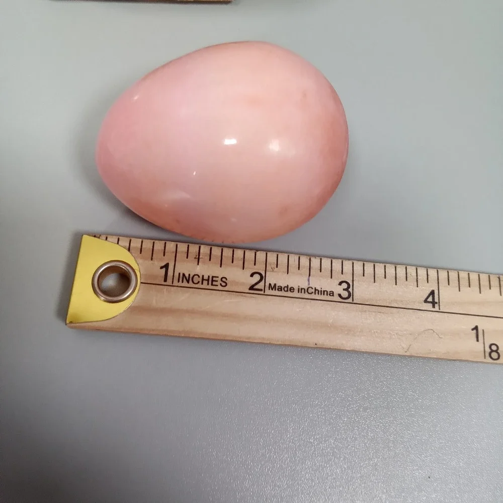 Vintage Pink Marble Alabaster‎ Polished Stone Decorative Egg Paperweight 2.75in